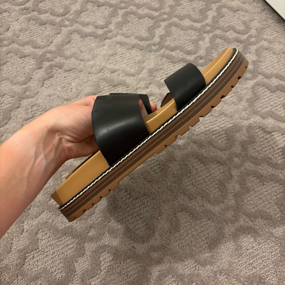 Madewell The Charley Double-Strap Slide Sandal Black Platform Neutral Summer 9.5 - Picture 4 of 4